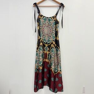 ZARA Floral Medallion Print Midi Dress Handkerchief Hemline Small